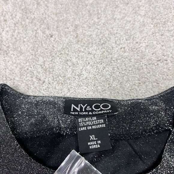 New York & Company Blouse Black Shimmer Button Up Long Sleeve Size XL NWT - Picture 10 of 10
